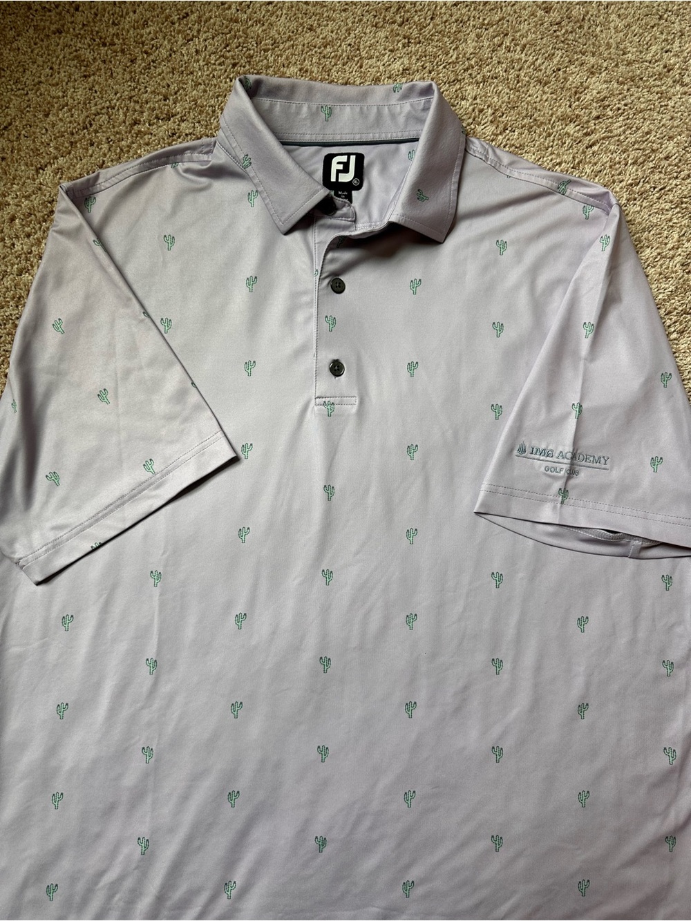 FootJoy Mens Cactus Print Golf Polo Shirt Dusty Purple IMG Academy Logo Size XL